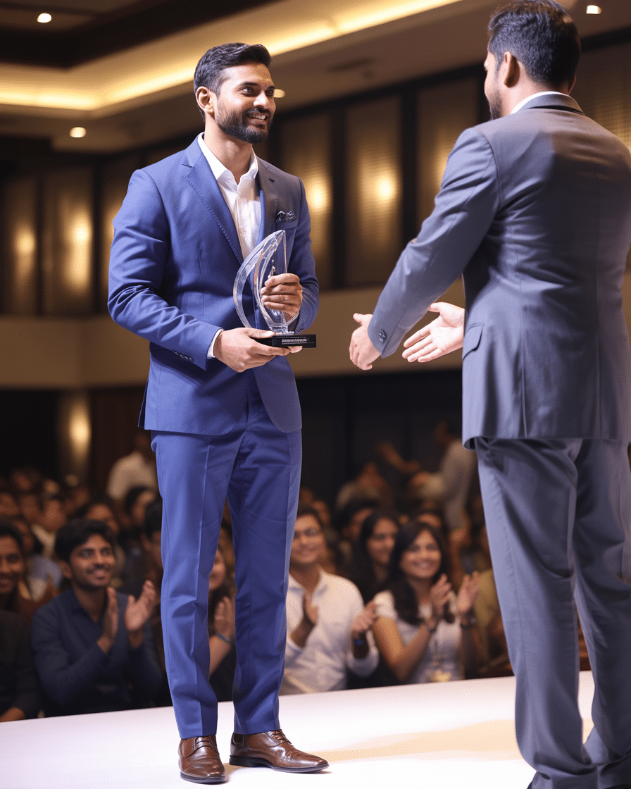 Devgraphiq cofounder taking best website designer agency 2024 award
