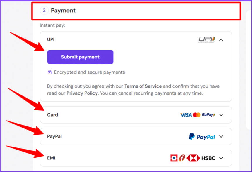 Hostinger Payments Page