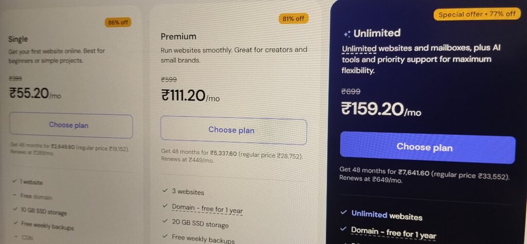 Hostinger pricing options