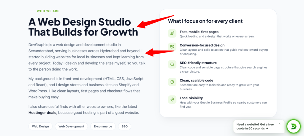 Website font example